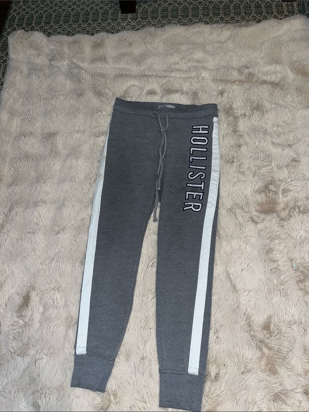 Hollister Dark Gray Joggers with White Side Stripes